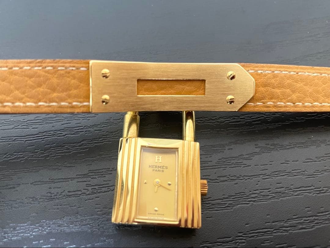 あ*♡様 HERMES ケリーウォッチ ゴールド×ライトブラウン 腕時計 現状お