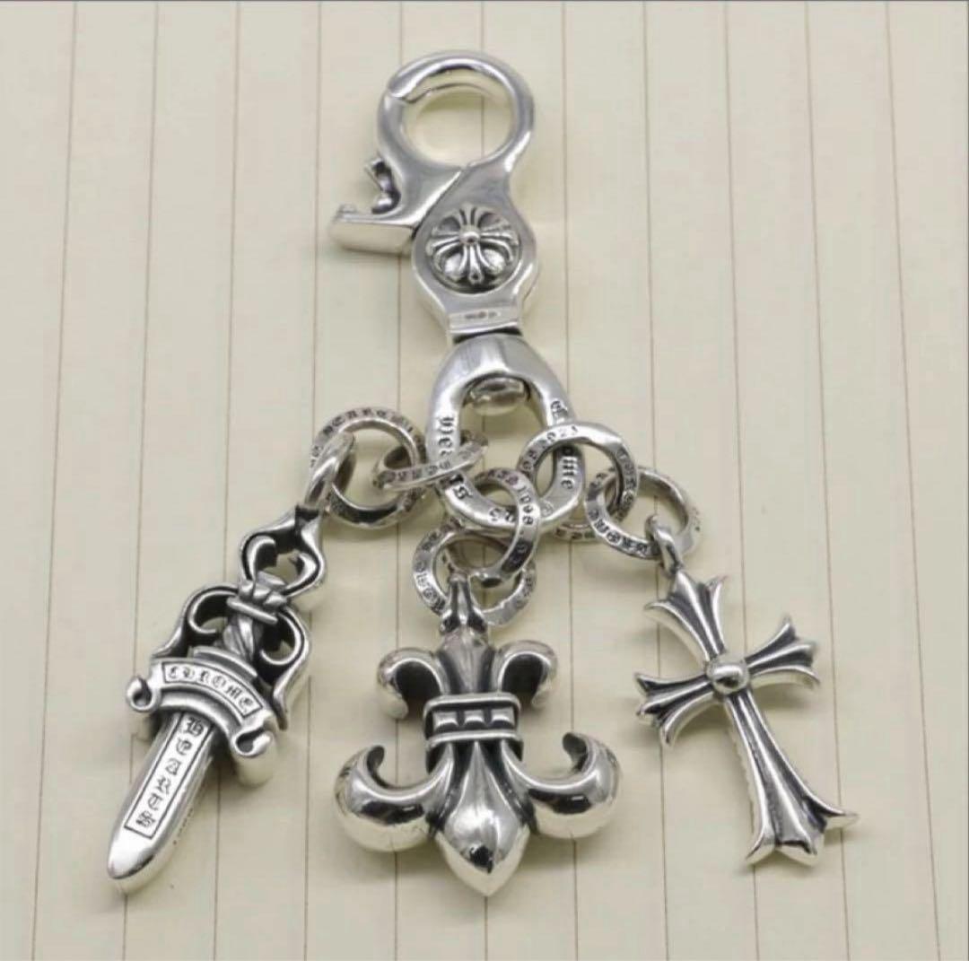 お見逃しなく✌️シルバー925 王道 クロス キーホルダー ストラップ 最安値