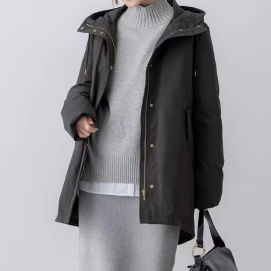 美品！【23区】撥水加工 ミリタリー フーデット ダウンコート M グレー