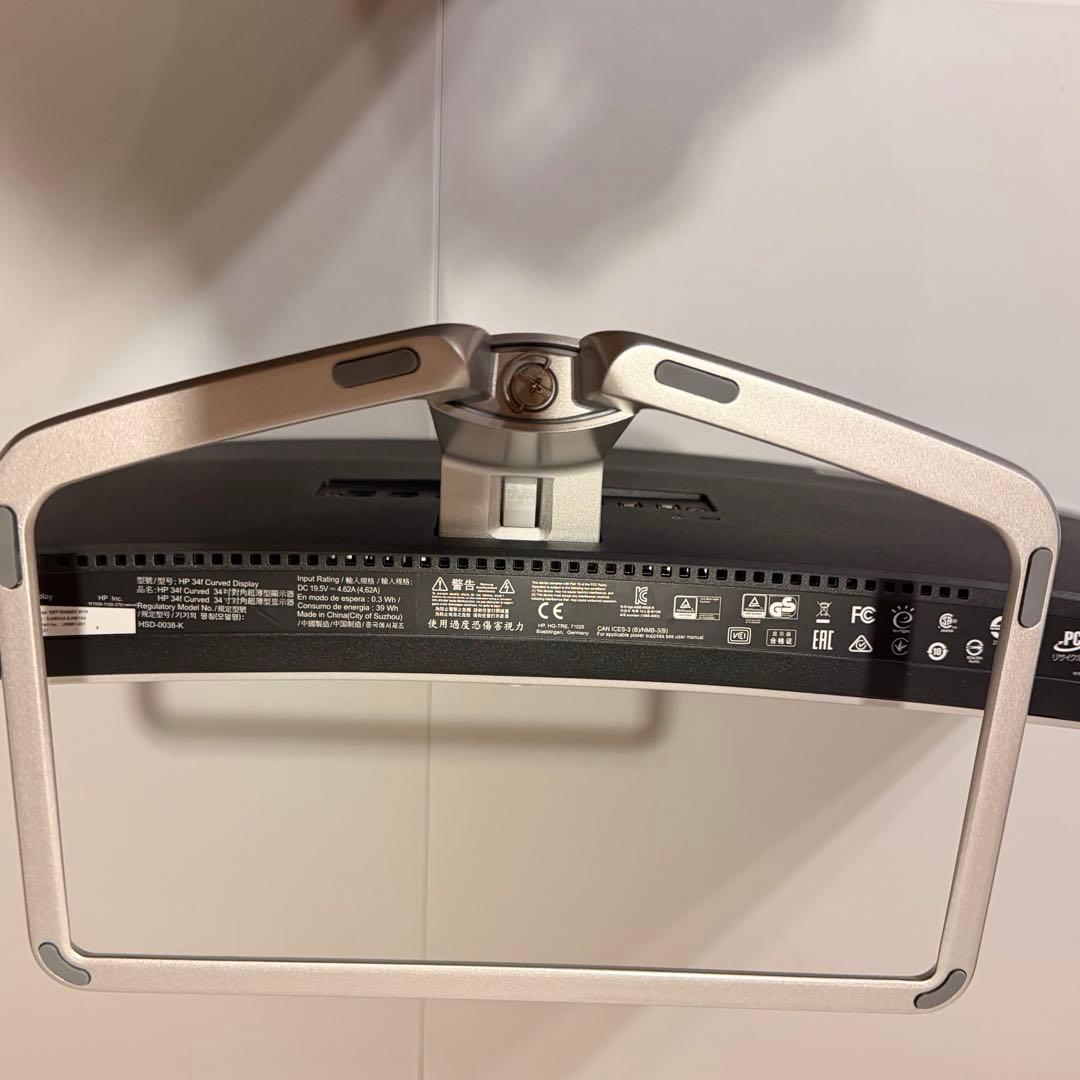 HP 34インチ モニター 2019年製　曲面ワイド　動作確認済み　美品
