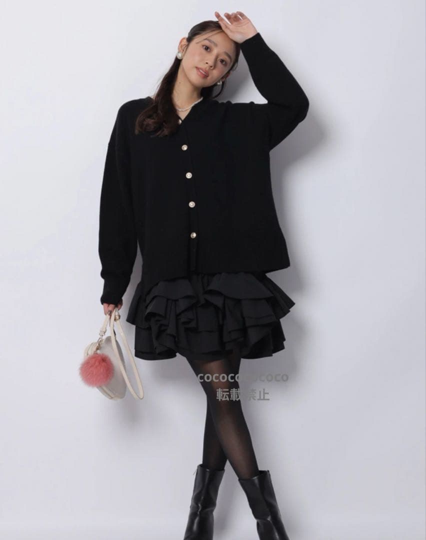 ジャスグリッティー　〈美香さんコラボ〉カーデ×ペプラムワンピSET 黒　Ｍ