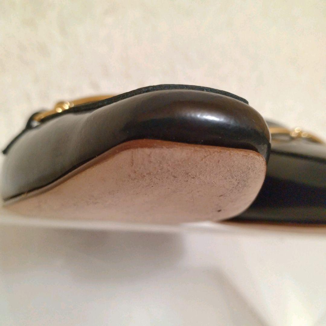 極美品 ファビオルスコーニ 本革 24.5 ビットローファー ローヒール 黒