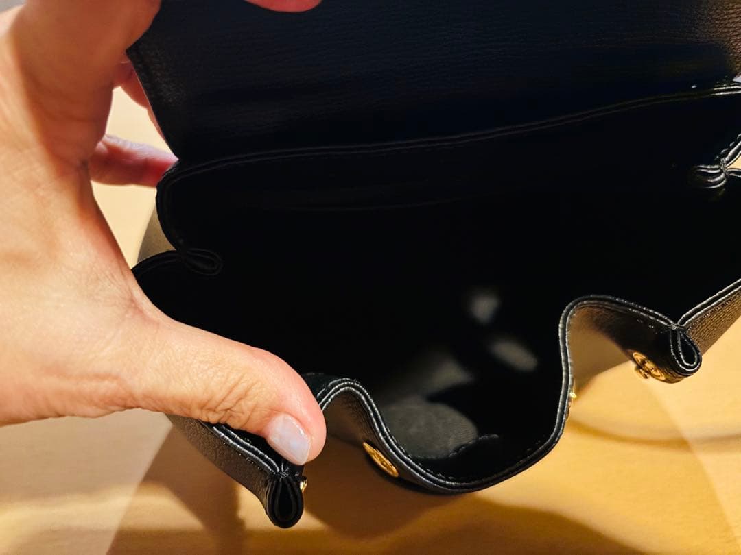 最終お値下げ！POLENE 黒 レザー ミニバッグお値下げ