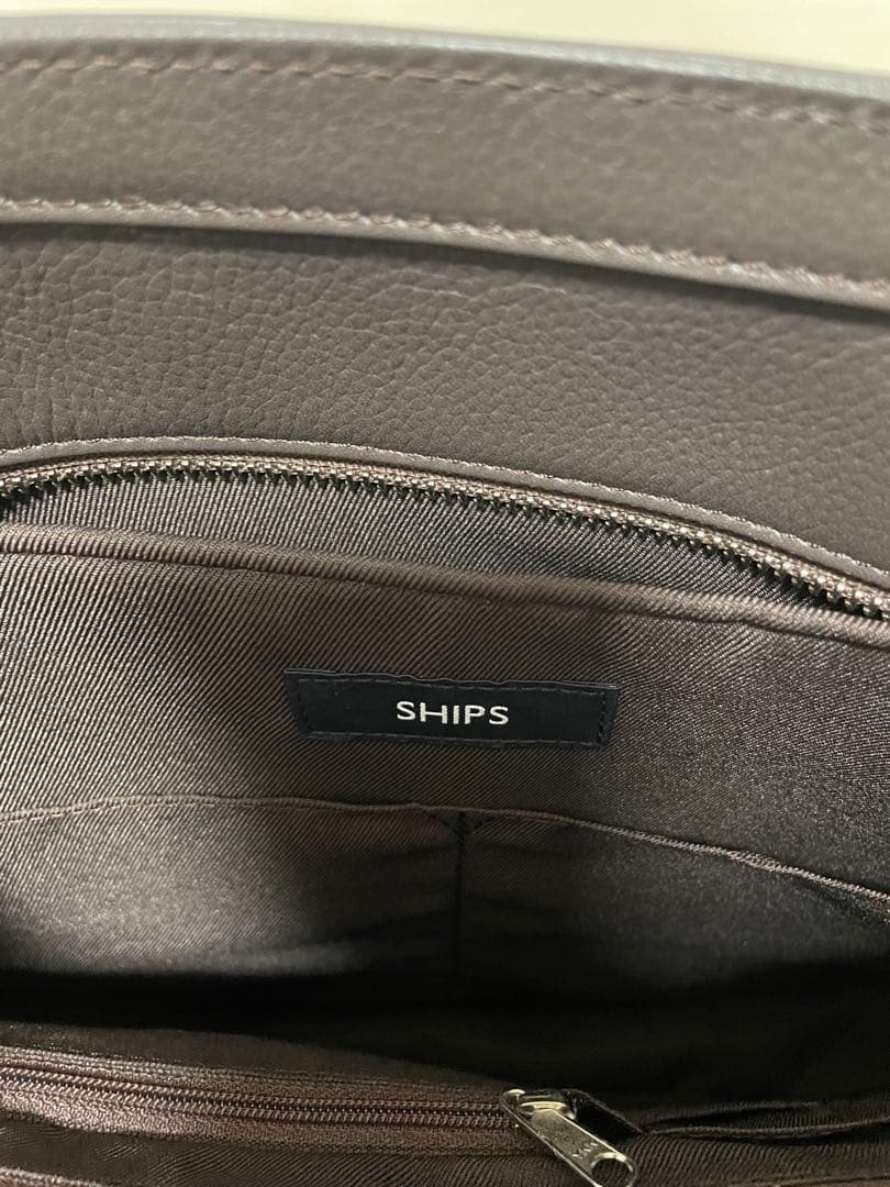 SHIPS スマートレザートートバッグ ブラウン