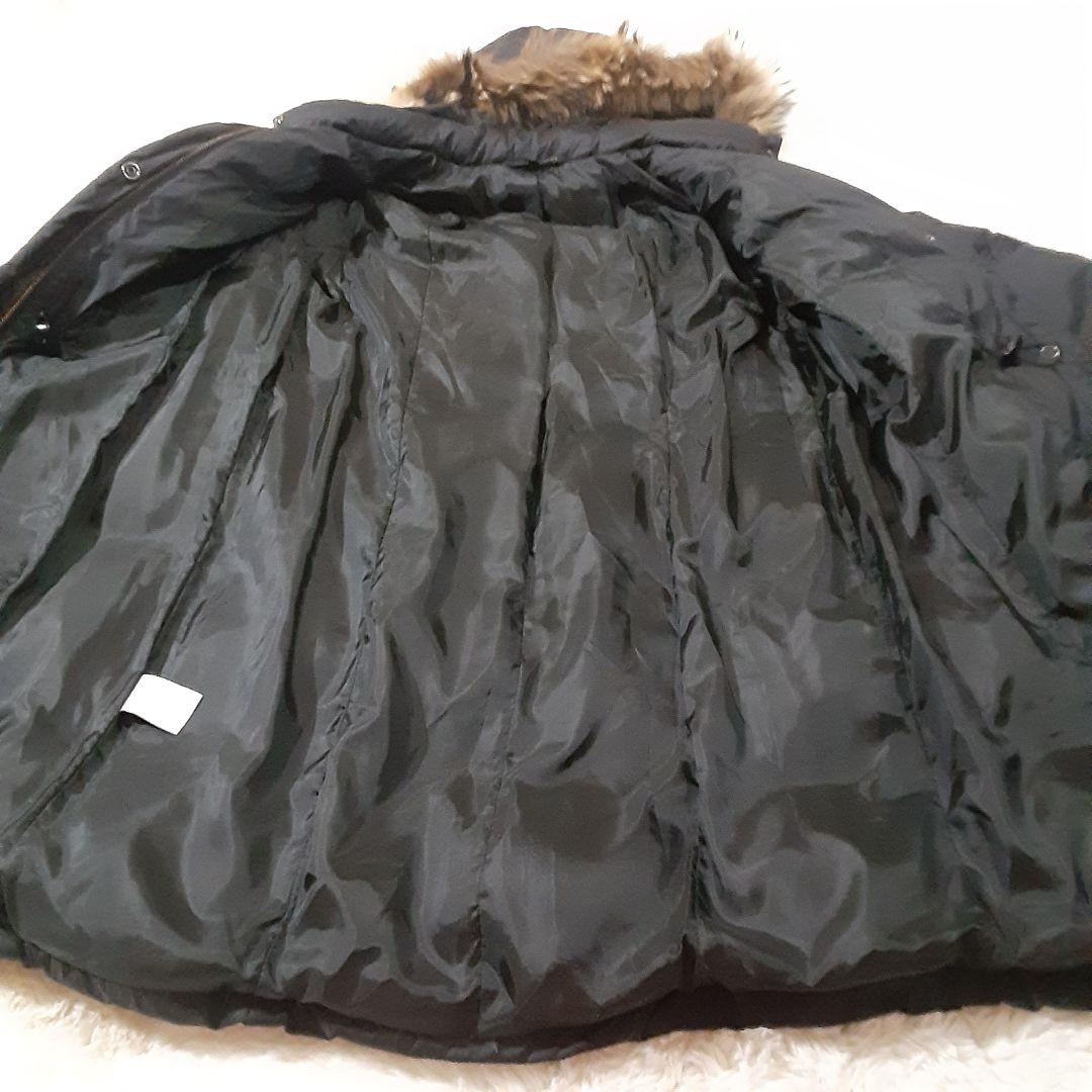 ローラアシュレイ　大きめサイズ13　XL　ダウンコート　ラクーンファー　黒　美品