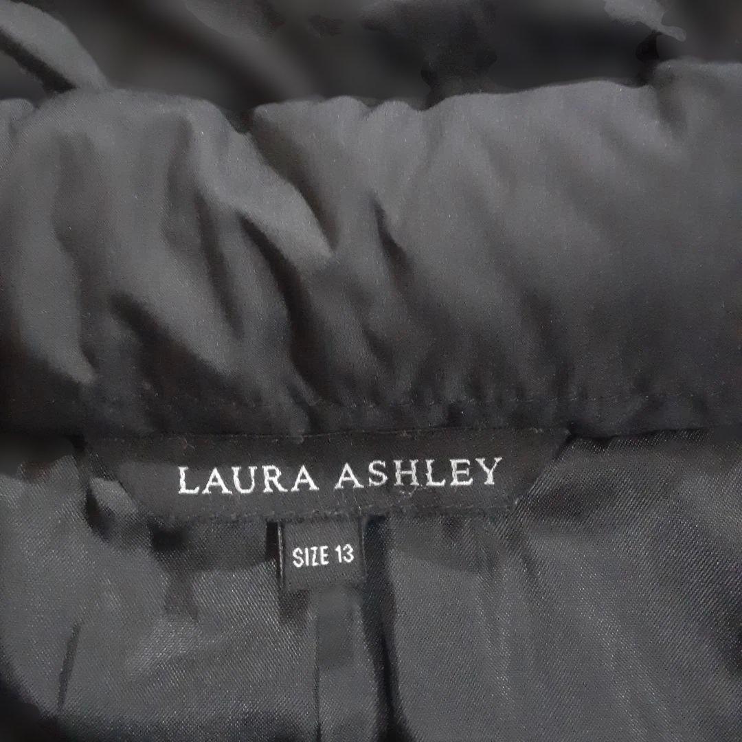 ローラアシュレイ　大きめサイズ13　XL　ダウンコート　ラクーンファー　黒　美品