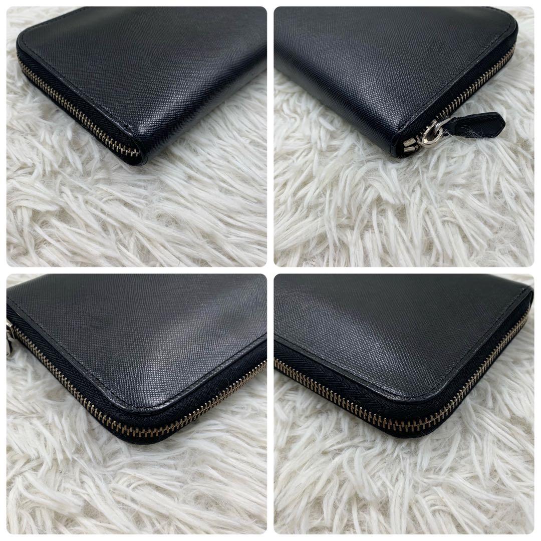 【✨美品✨】プラダ 長財布 ラウンドジップ 三角ロゴ サフィアーノ ブラック