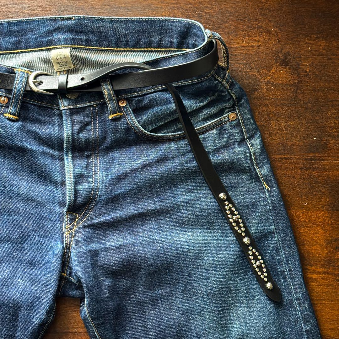 スタッズナローベルトアンブレラバタフライシルバー18mm