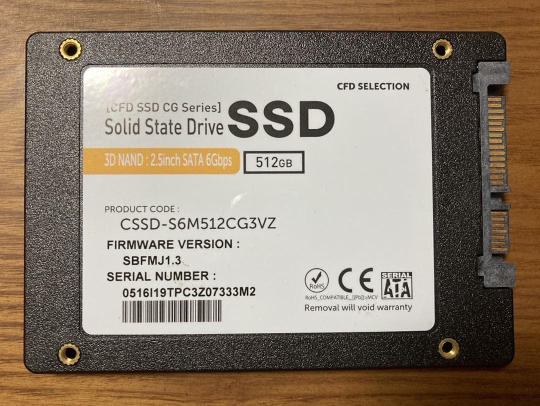 CFD CSSD-S6M512CG3VZ（2.5 SATA SSD 512GB）