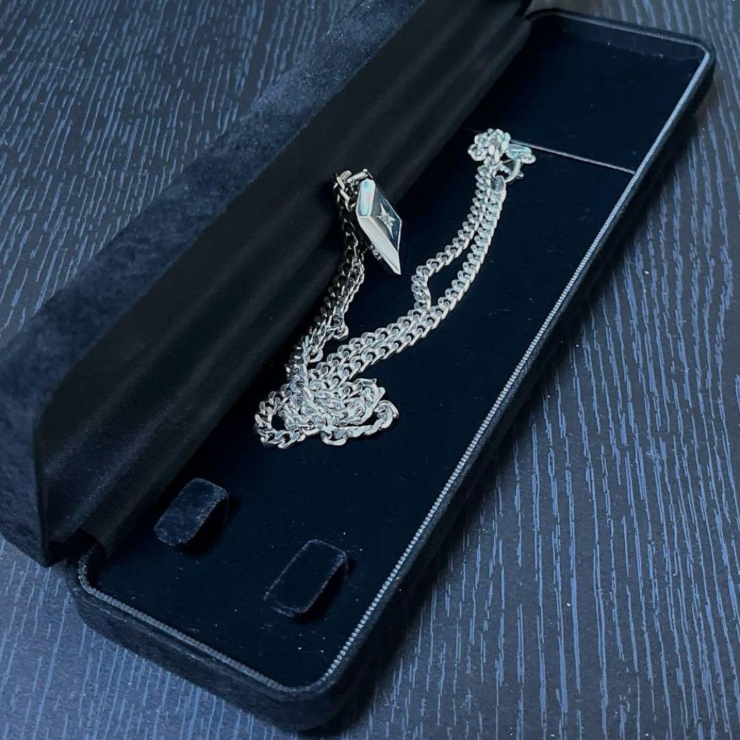 シルバー ゲルマニウム ダイヤモンド 喜平チェーン ネックレス