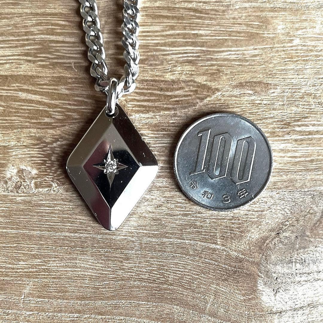 シルバー ゲルマニウム ダイヤモンド 喜平チェーン ネックレス