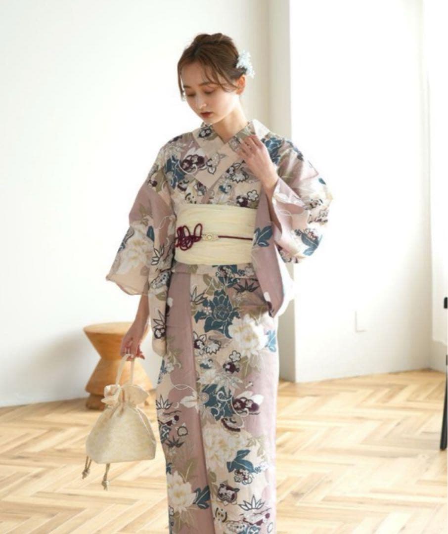 花柄 浴衣・帯セット　utatane