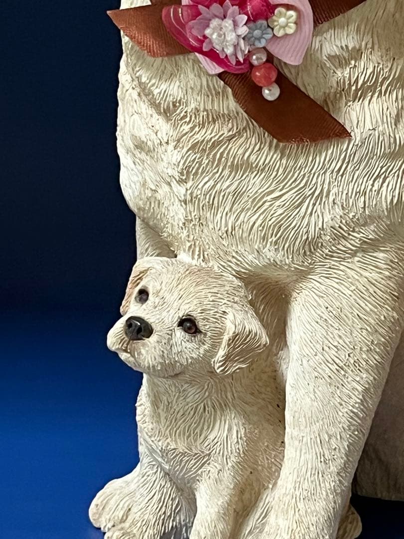犬の親子　陶器置物/彫像　ラブラドール親子　アメリカ製　　サンドラ・ブルー