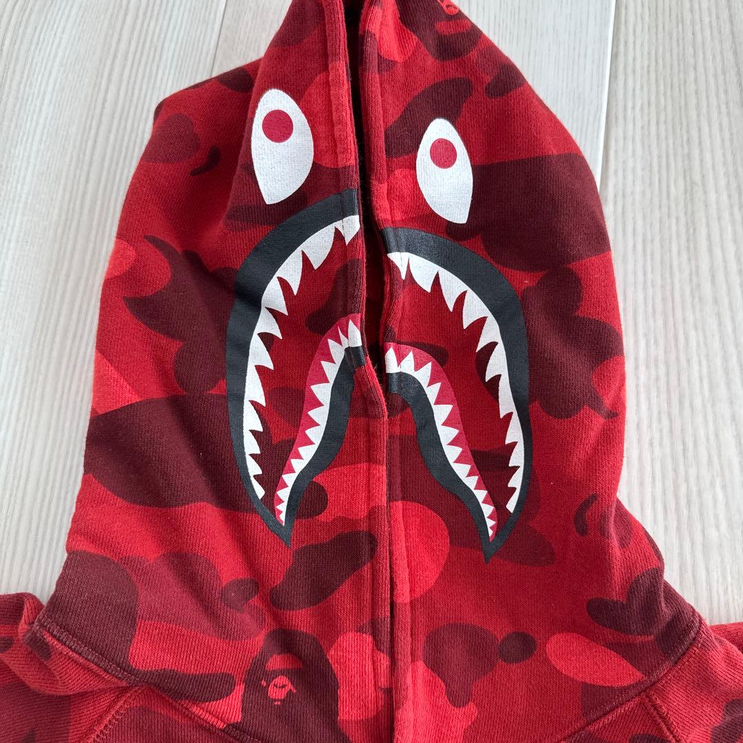 BAPE kids レッドシャークフード付きワンピース　サイズ140
