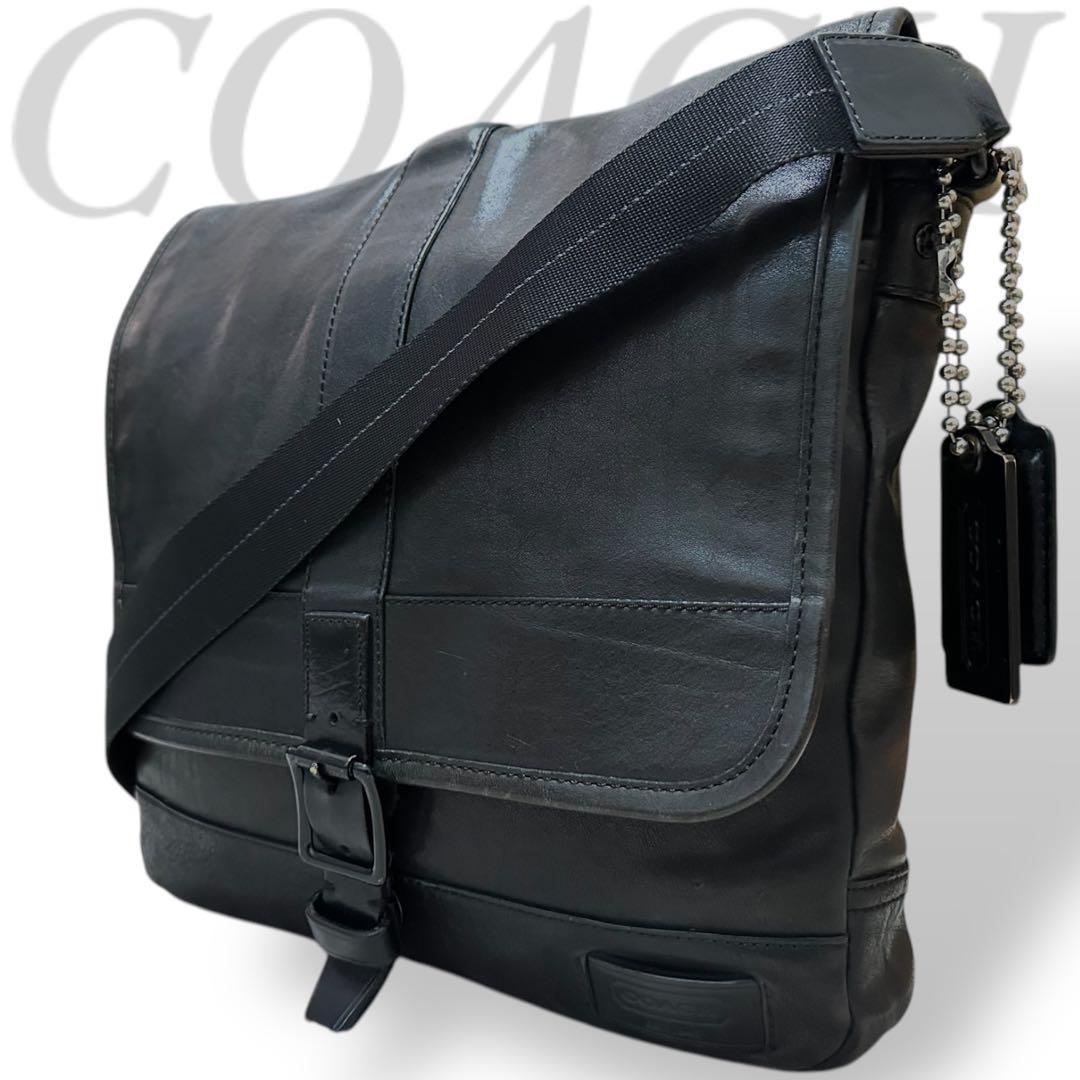 美品　コーチ　メッセンジャーバッグ　ショルダーバッグ　オールドレザー　フラップ