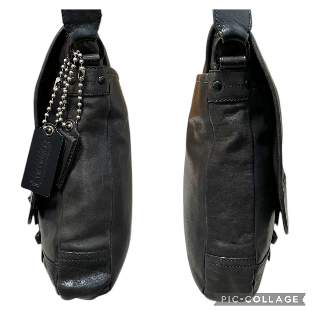 美品　コーチ　メッセンジャーバッグ　ショルダーバッグ　オールドレザー　フラップ