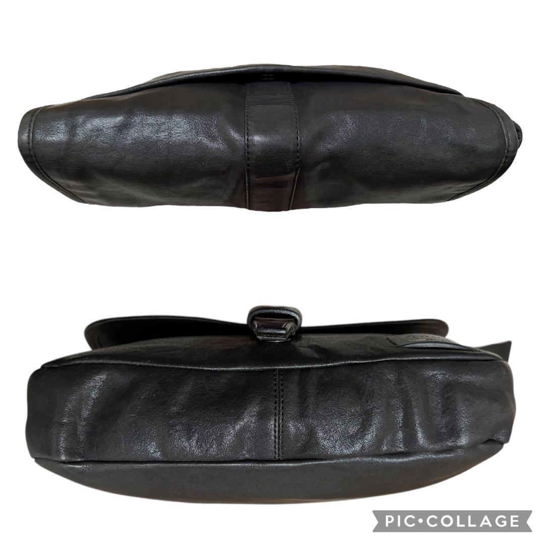 美品　コーチ　メッセンジャーバッグ　ショルダーバッグ　オールドレザー　フラップ