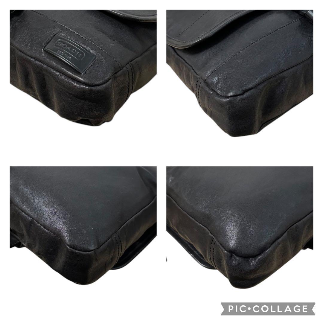 美品　コーチ　メッセンジャーバッグ　ショルダーバッグ　オールドレザー　フラップ