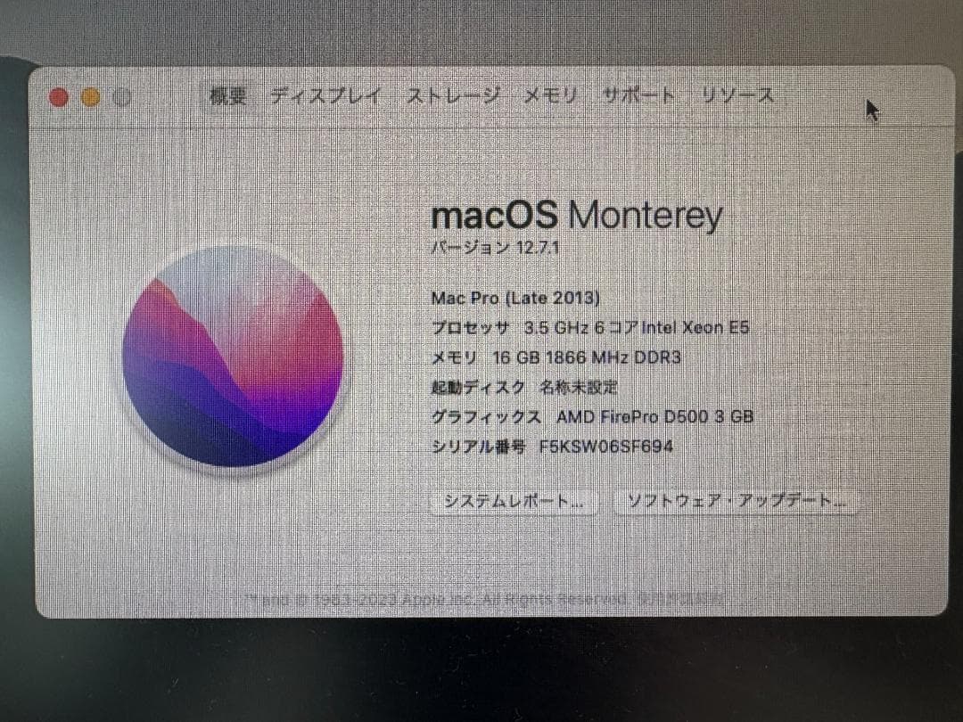 Macデスクトップ Mac Pro Late 2013 3.5GHz 16GB D500