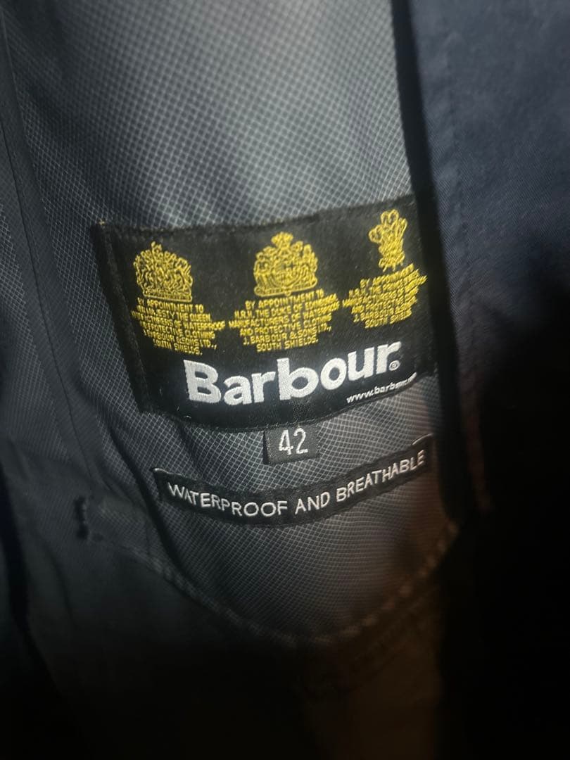 3ワラント★バブアー ビデイル 2レイヤー 防水透湿 ノンワックス 紺 42