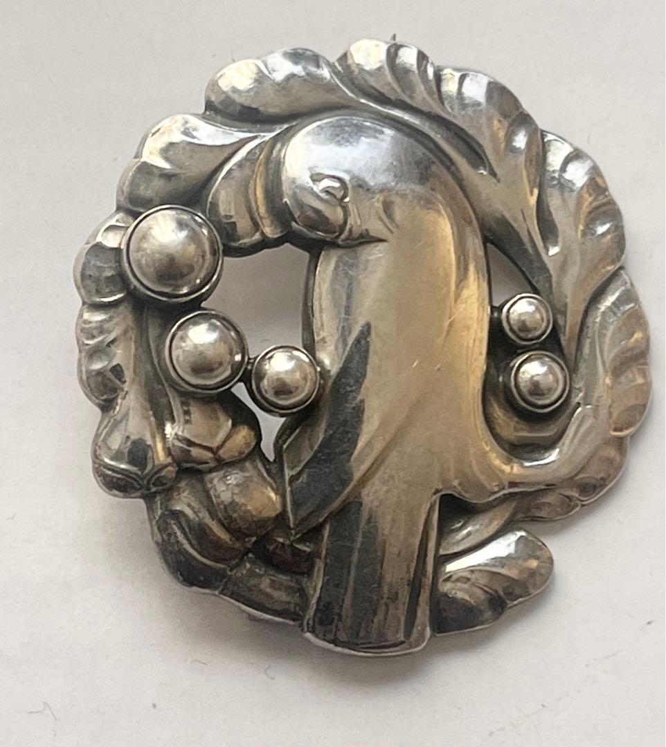 ジョージジェンセン 165 ブローチ 鳩 鳥 シルバーボール