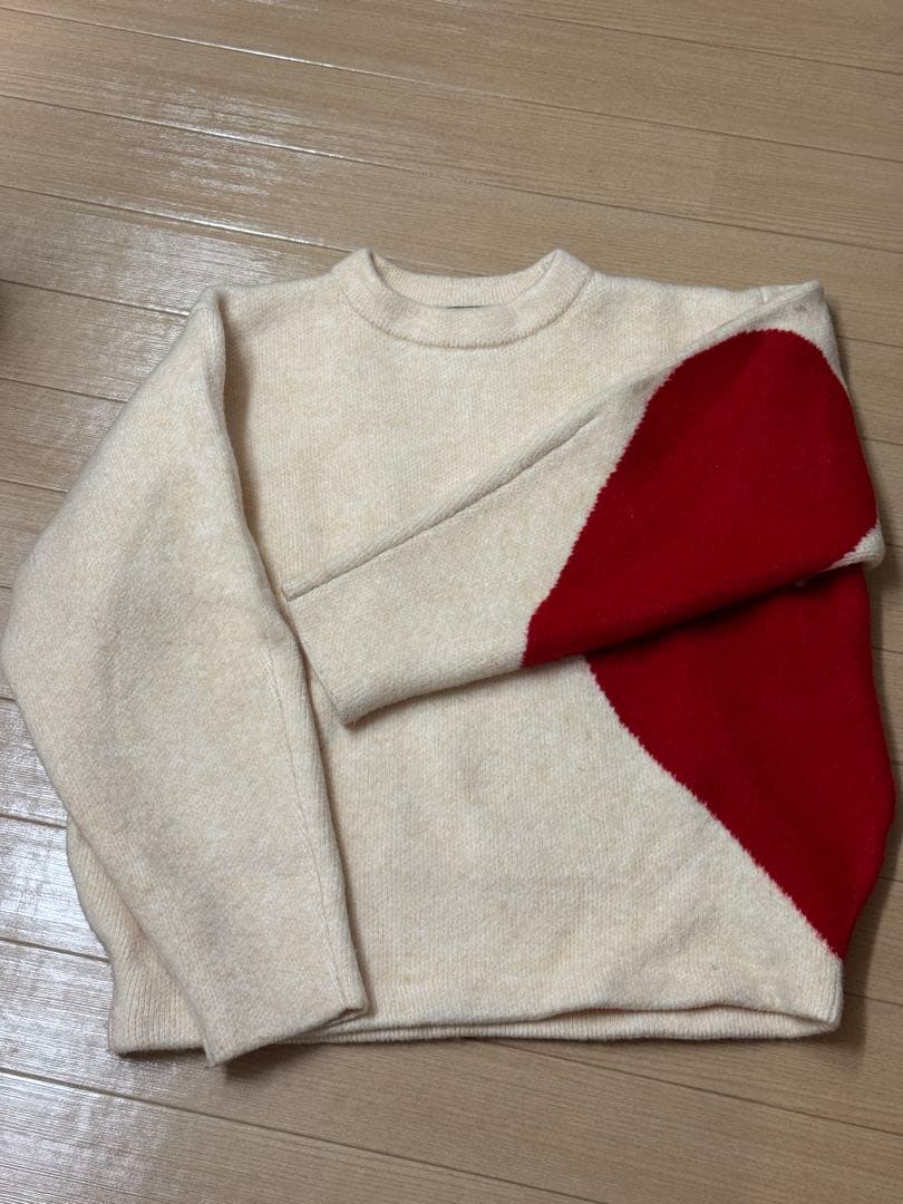 NKNIT ♡pattern KNIT ハートパターン ニット 赤 白