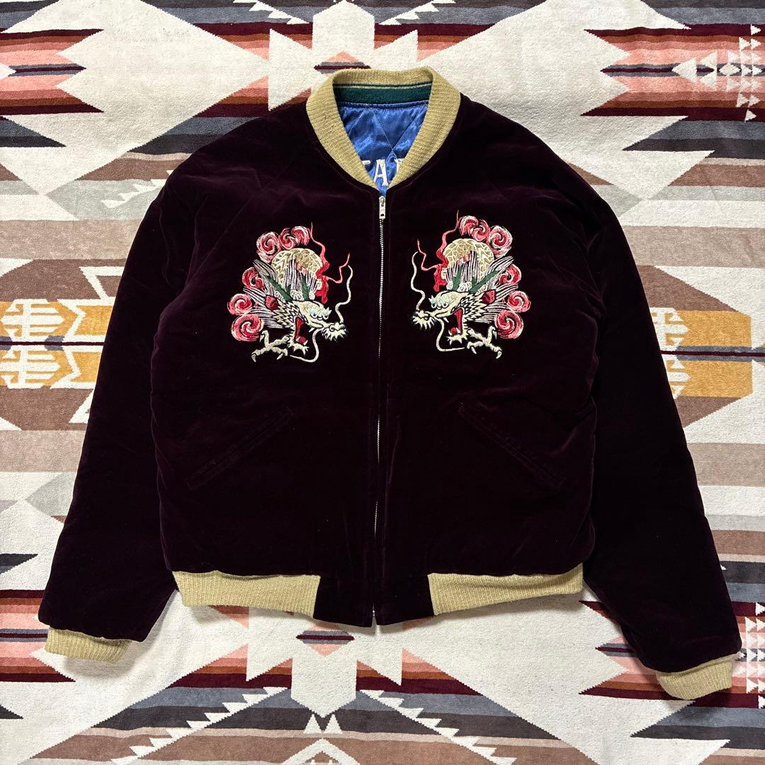 テーラー東洋M18934別珍 龍/地図刺繍 リバーシブルスカジャン/スーベニア