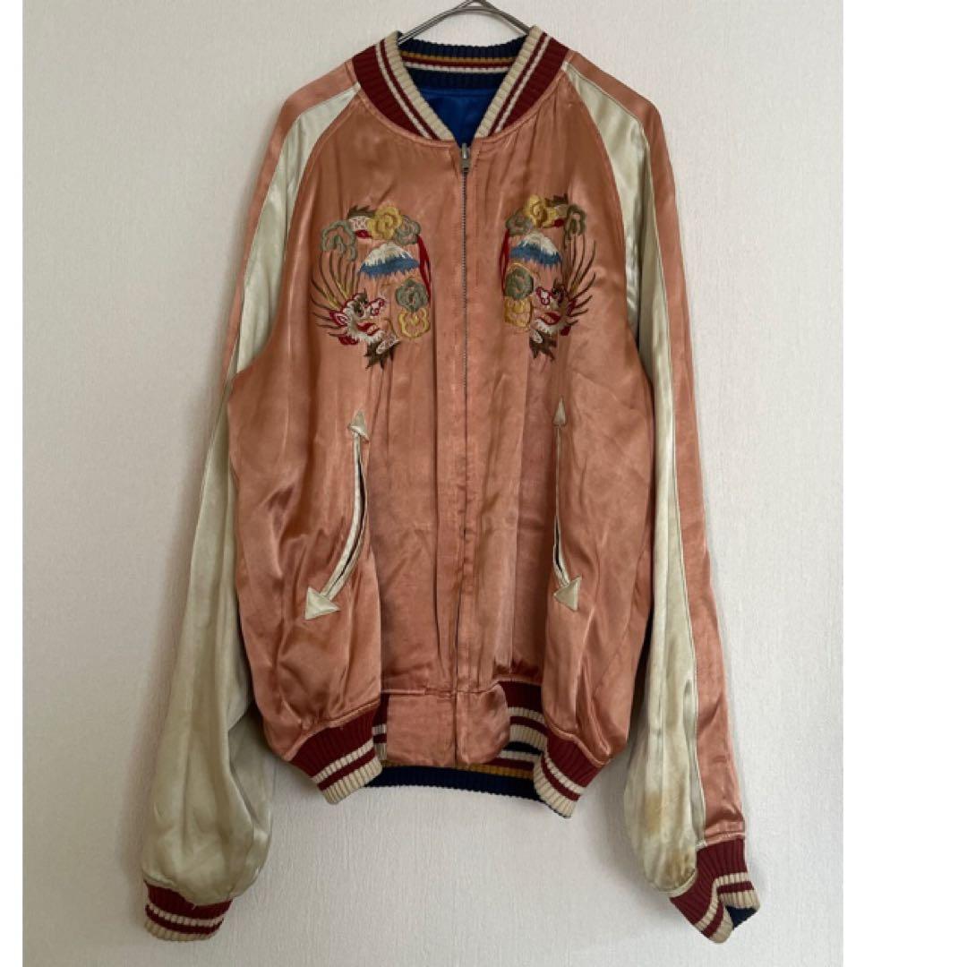 フラットヘッド　スカジャン　刺繍　リバーシブル　ワンポイント　かっこいい