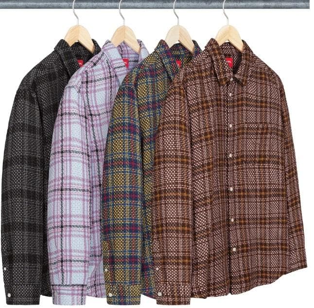 Supreme Basket Weave Plaid Shirt ブラック L