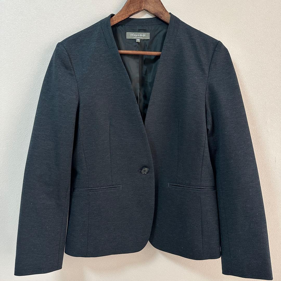 未使用 ユナイテッドアローズ ノーカラー セットアップ ネイビー 38