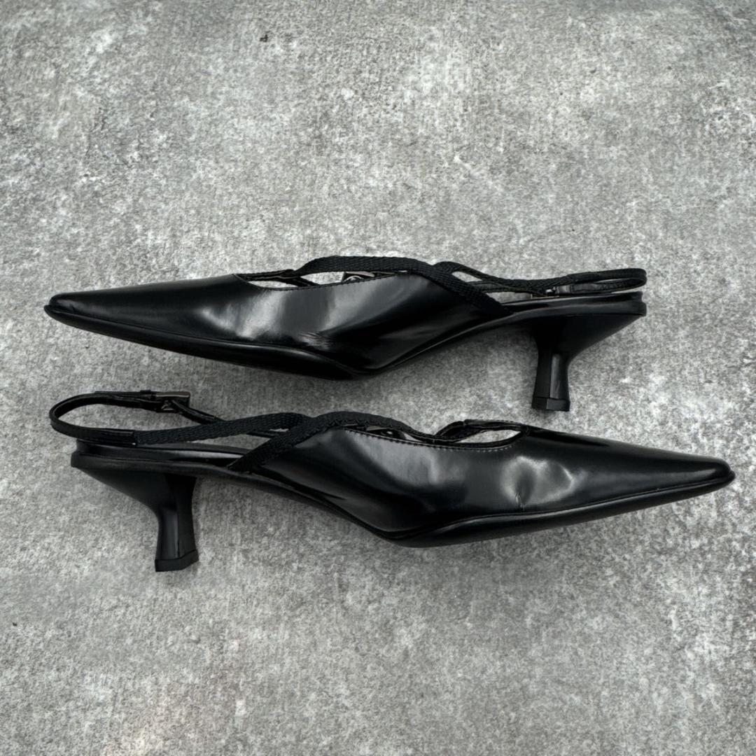 靴 Prada Black Square Toe 36 Replaced Heels