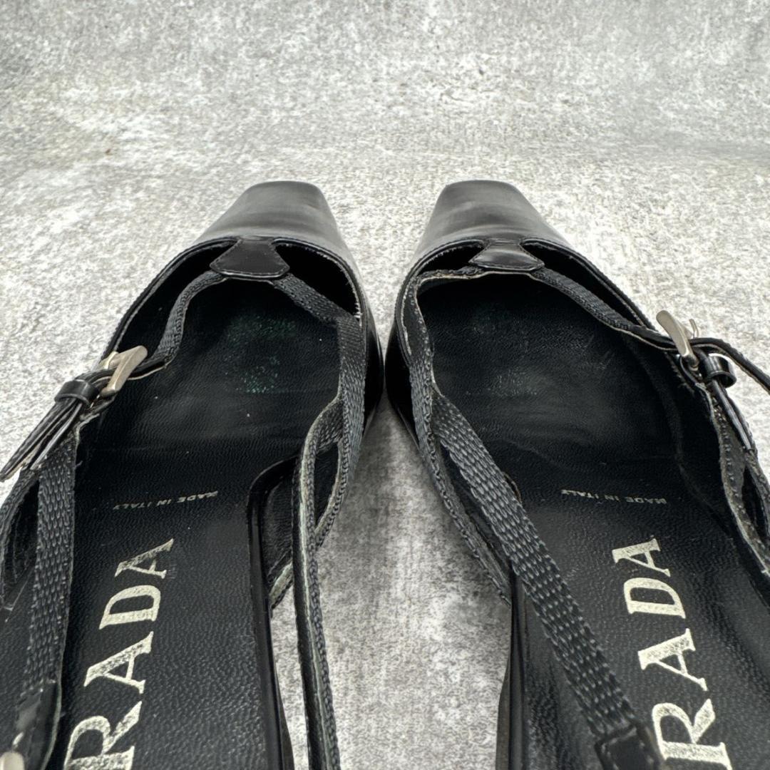 靴 Prada Black Square Toe 36 Replaced Heels