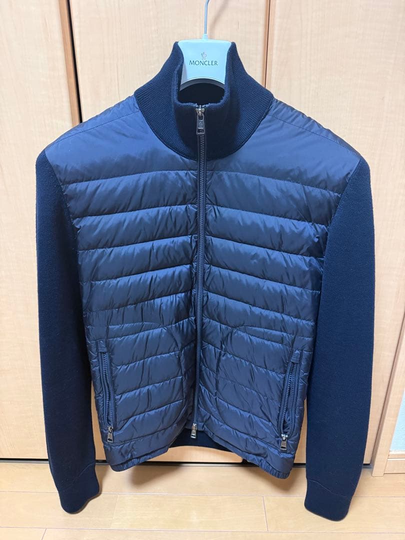 MONCLER ネイビー ニットダウン　L　ハイブリッド