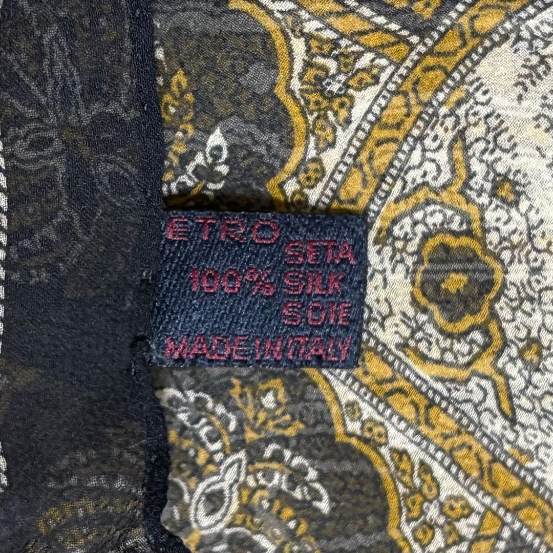 ETRO エトロ 大判 ストール 正方形 シルク100% ペイズリー柄