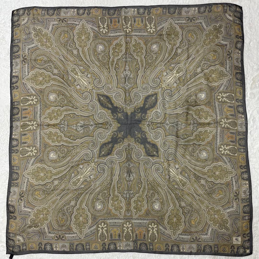 ETRO エトロ 大判 ストール 正方形 シルク100% ペイズリー柄