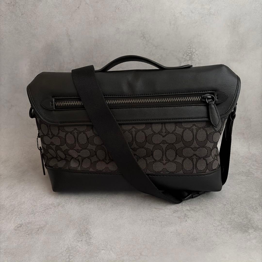 【極美品✨】COACH シグネチャー×レザー　ショルダーバッグ　メッセンジャー