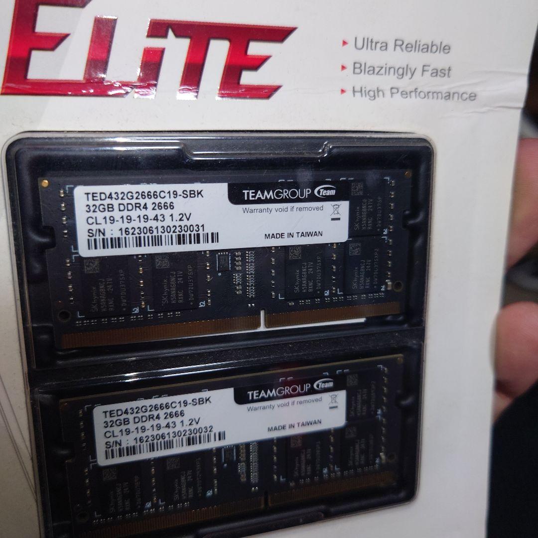 未使用品 TeamGroup Elite DDR4 2666MHz 64GB