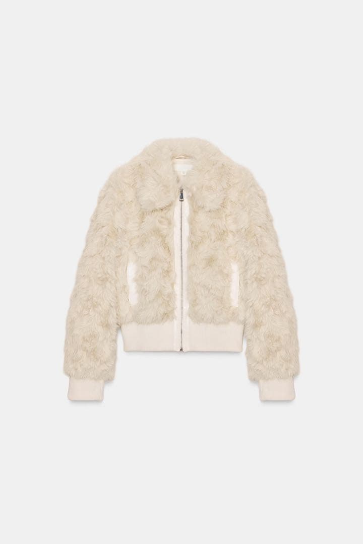 ZARA フェイクファーボンバージャケット Mサイズ新品タグ付き　エクリュ