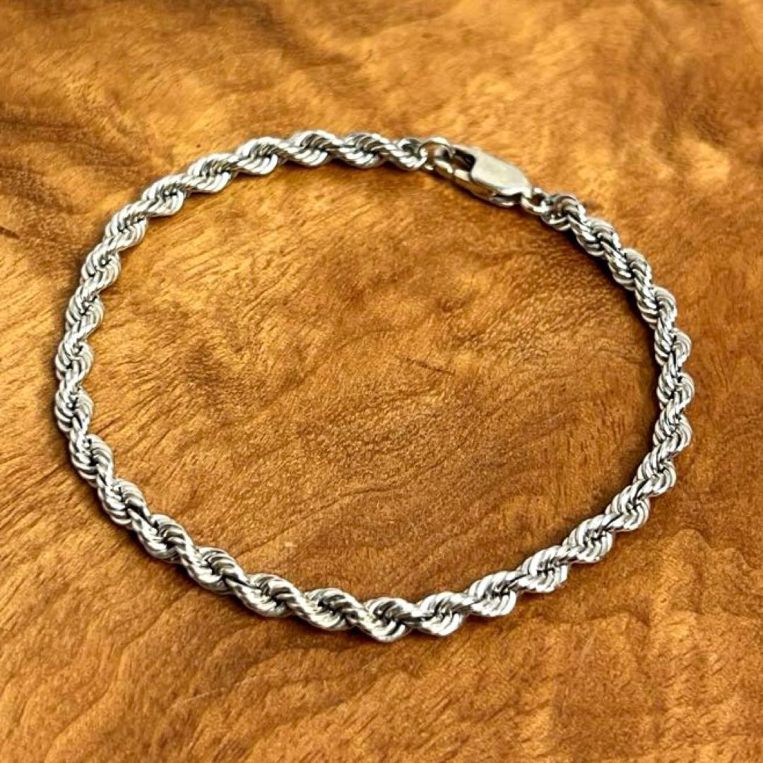 US ヴィンテージ シルバー ロープ チェーン ブレスレット 925