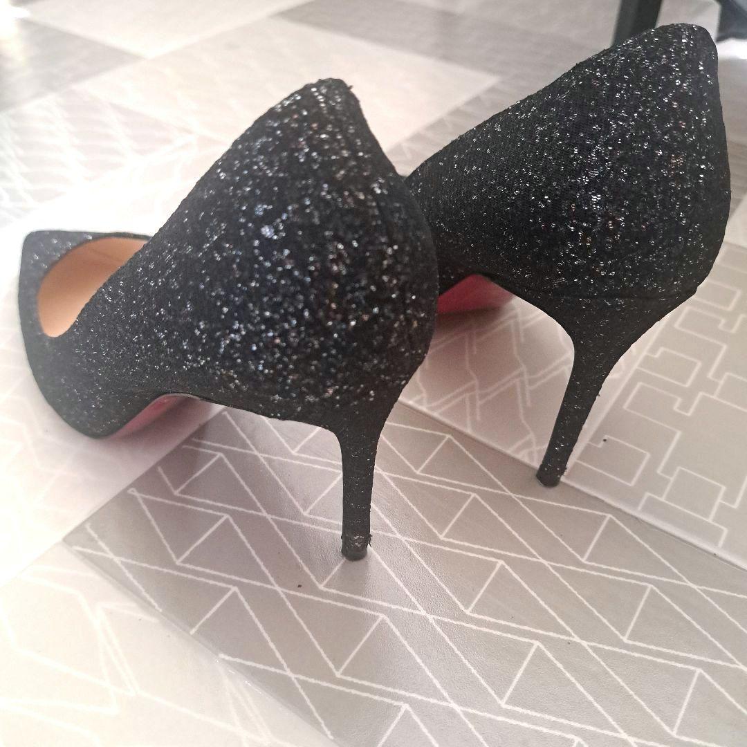 Christian Louboutin ブラック グリッター ハイヒール 38