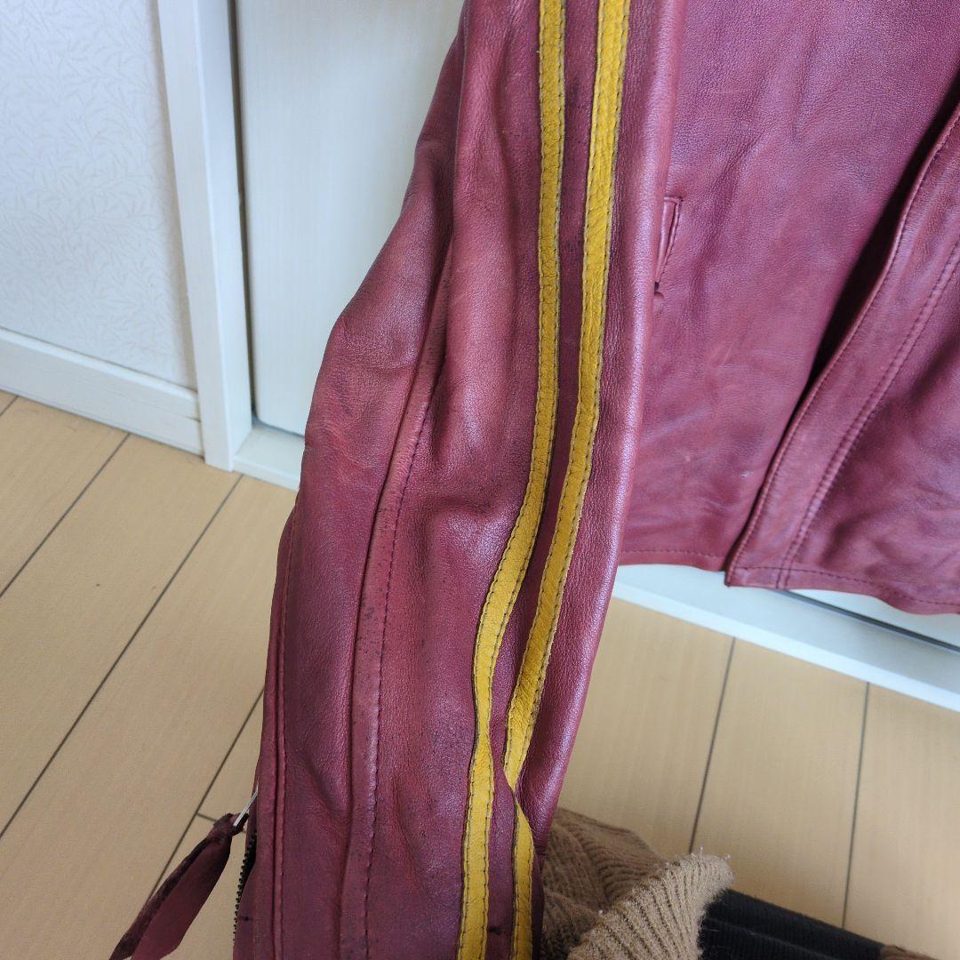 な*屋様 schott　ライダースジャケット　しわ加工　ワインレッド