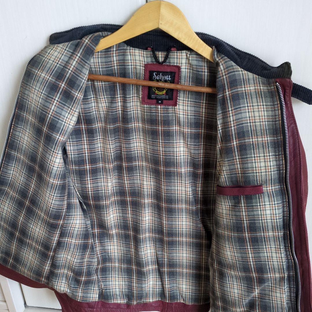 な*屋様 schott　ライダースジャケット　しわ加工　ワインレッド