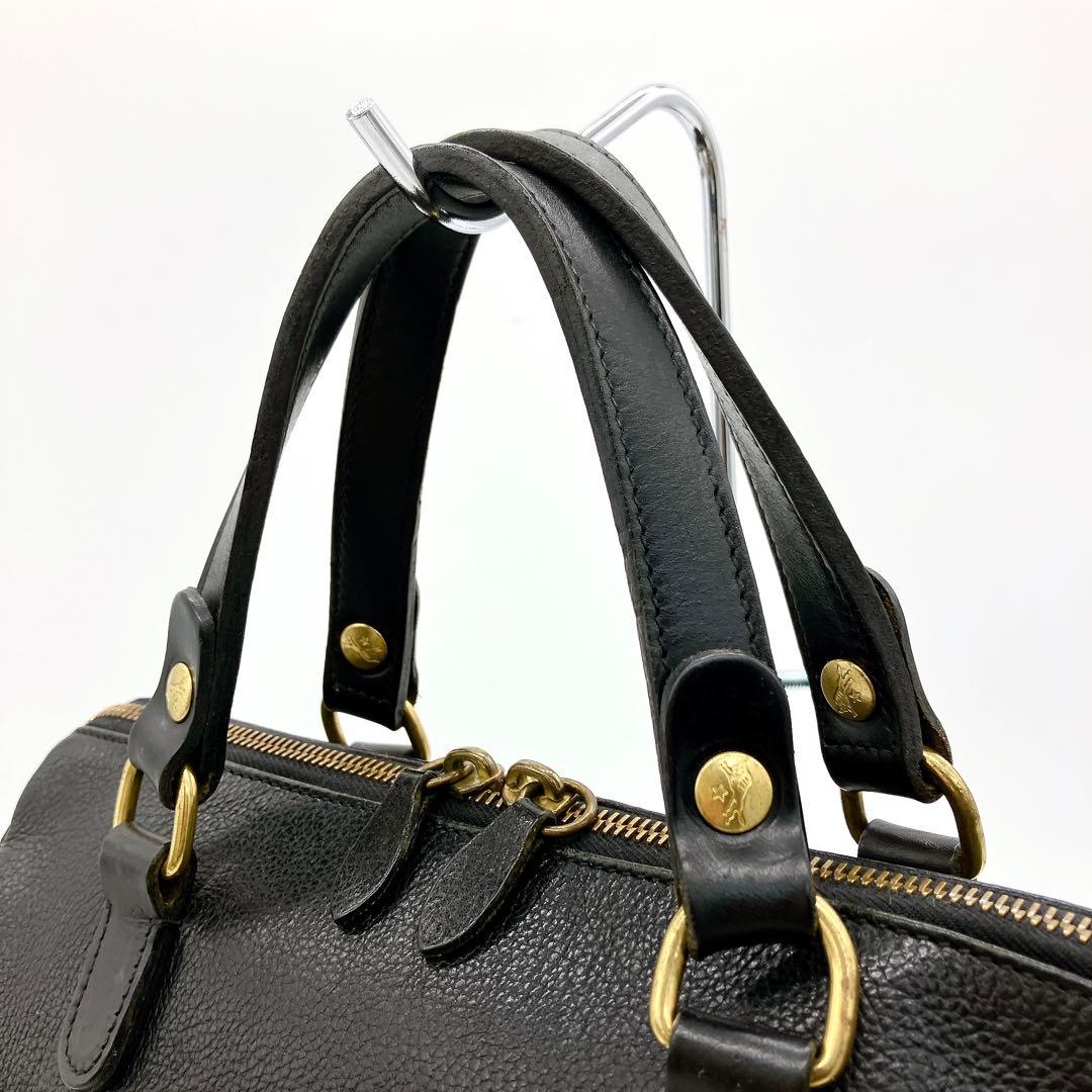 【IL BISONTE】2wayバッグ　ミニボストンバッグ　レザー　ブラック