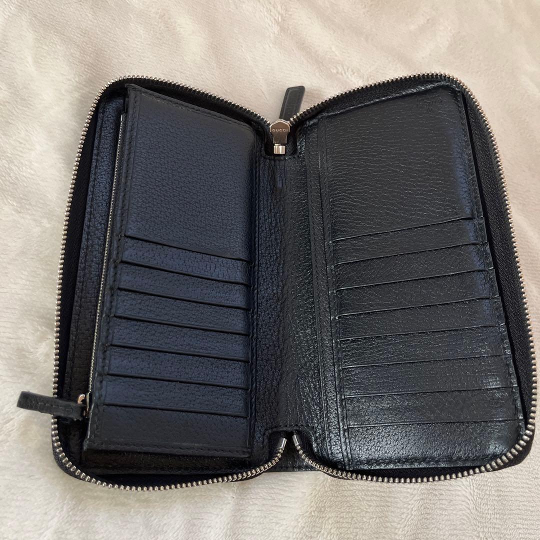 美品✨GUCCI 長財布 ラウンドファスナー レザー ブラック グッチ