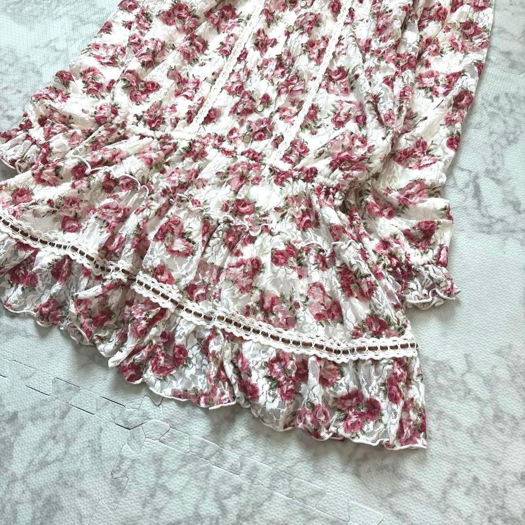 LIZLISA リズリサ フラワー ワンピース 伸縮 レース 姫カジ 森ガール