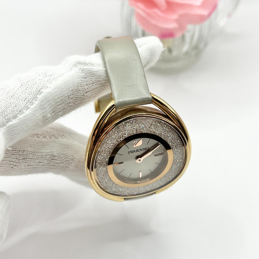 《稼働品》スワロフスキー★クォーツ 腕時計★クリスタルライン★レディース