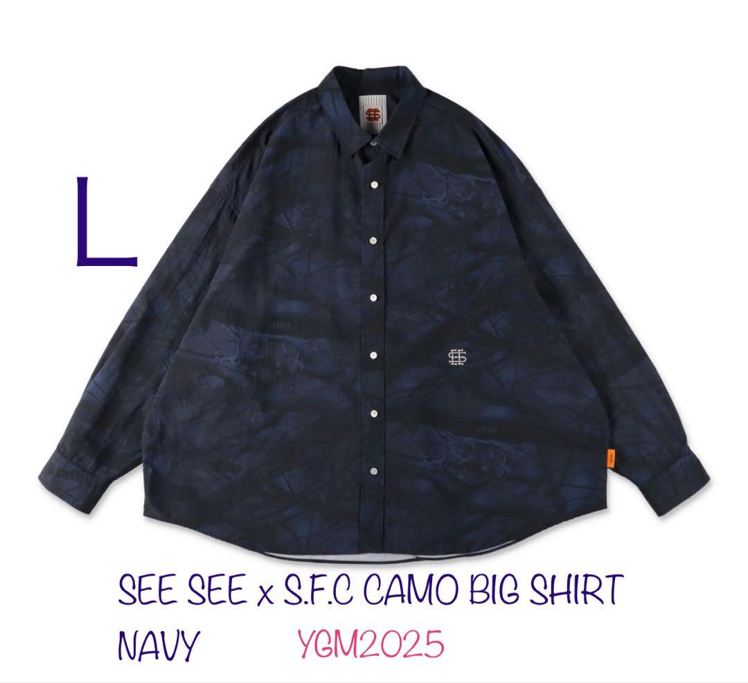 L ネイビー SEE SEE x S.F.C リアルツリー カモ シャツ YGM