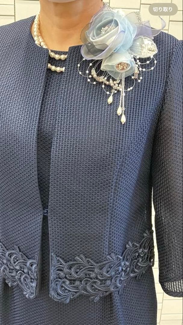 東京ソワール　PETITSOIR コサージュ ブローチブルー　シルバー　美品