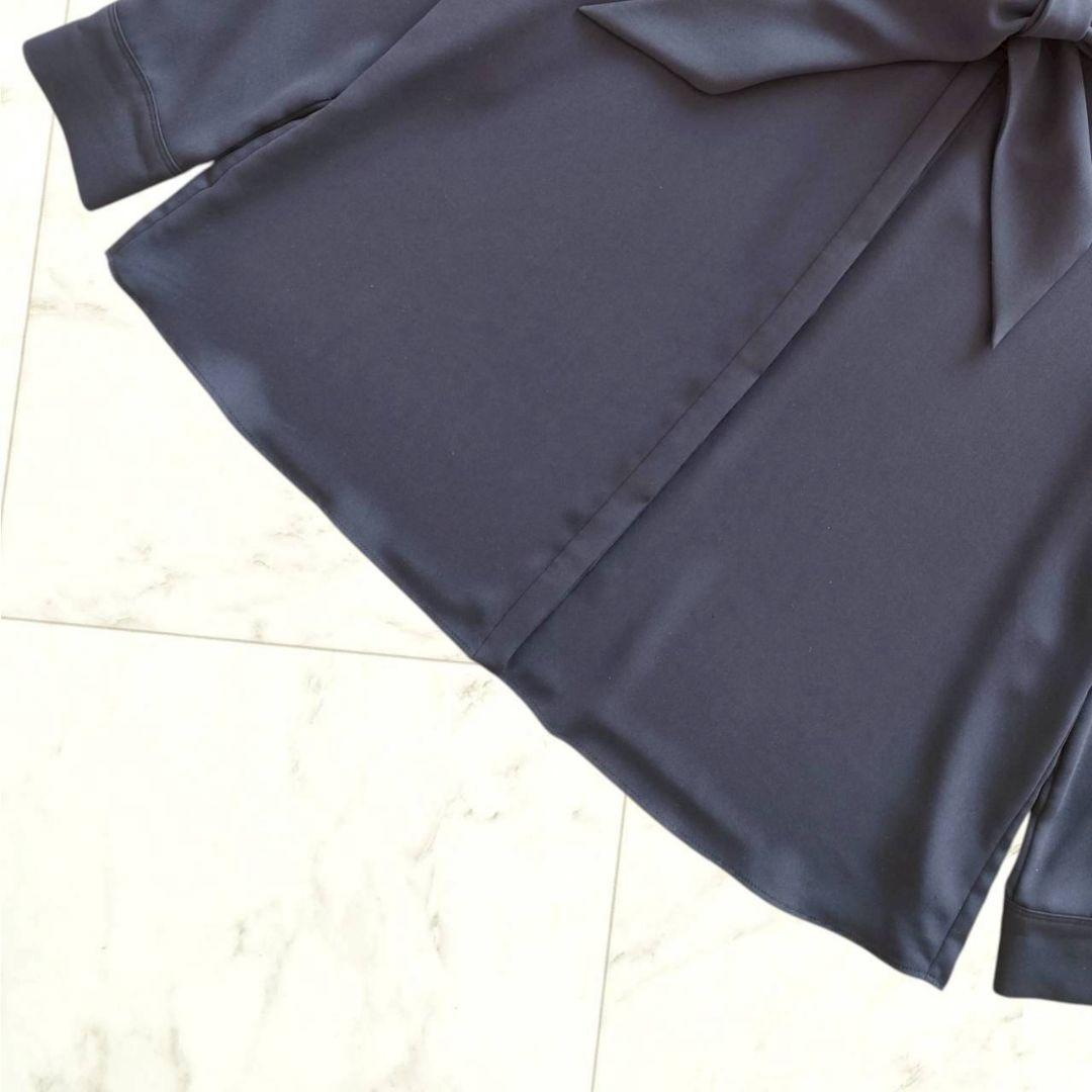 Theory luxe 洗える ボウタイ リボン ブラウス ネイビー