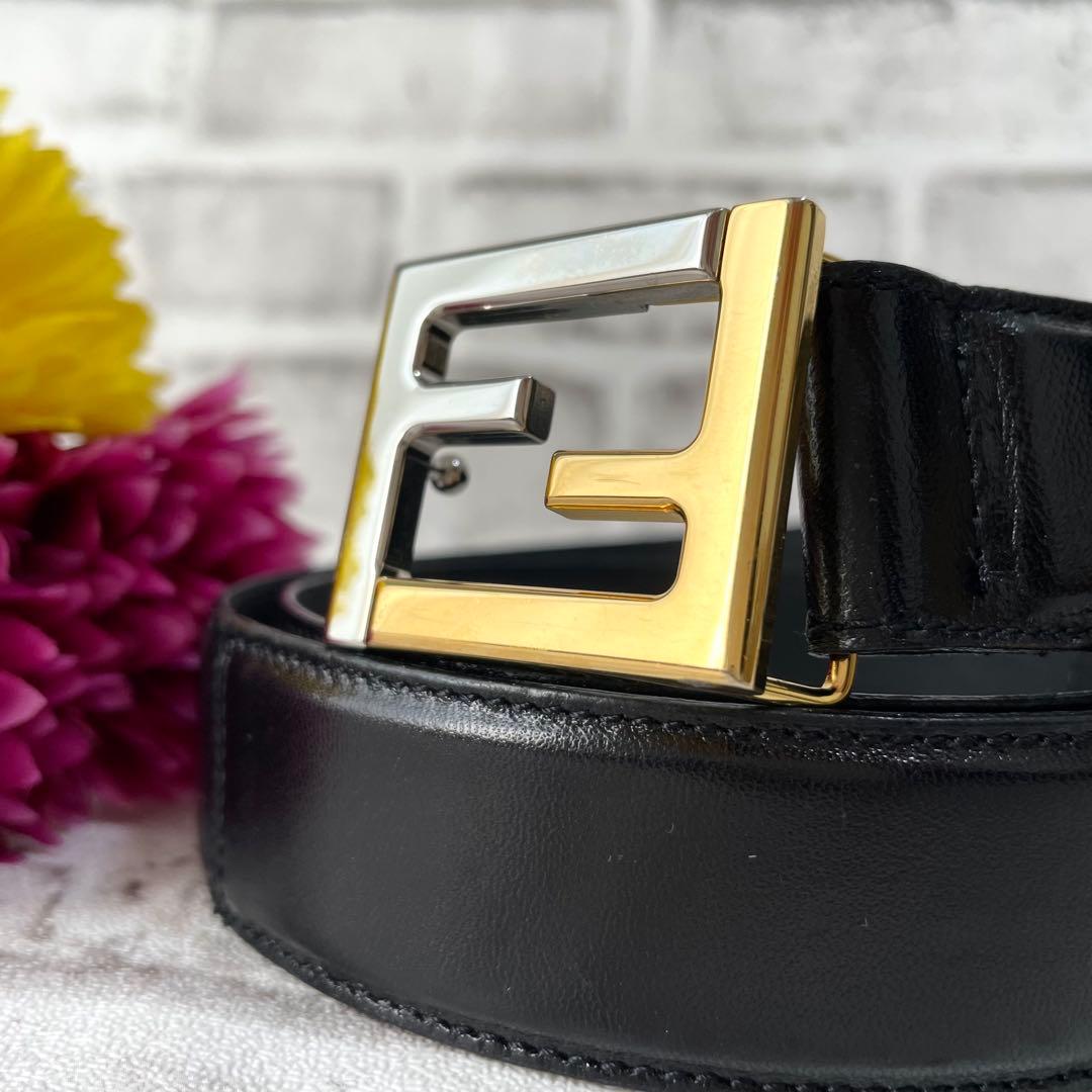 美品✨フェンディ　レディース　ベルト　コンボ　FF金具　ズッカ　黒